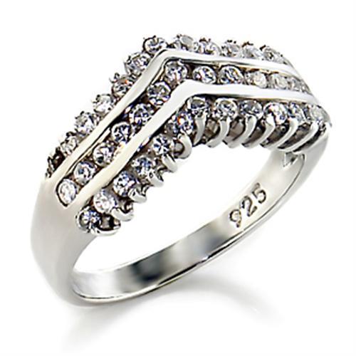 JCE516-5 Polished 925 Sterling Silver Ring with AAA Grade CZ in Clear-5